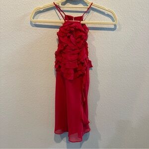 BCBGMaxAzria Girls Vibrant Red Ruffle Halter Dress